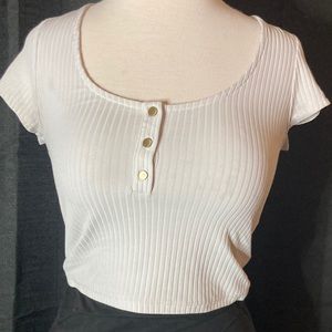 Victoria Sport White Ribbed Crop Top